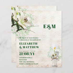 LeahG Rustic Calla Lily Floral Wedding Invite 