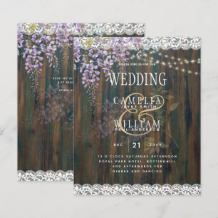 LeahG Rustic WISTERIA Lace Floral Wedding INVITE