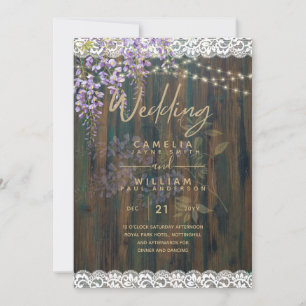 LeahG Rustic WISTERIA Lace Floral Wedding INVITE