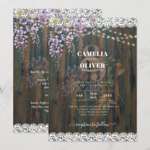 LeahG Rustic WISTERIA Lace Floral Wedding INVITE