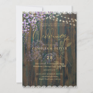 LeahG Rustic WISTERIA Lace Floral Wedding INVITE
