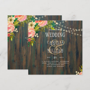 LeahG Rustic Wood Peach Coral Floral Wedding