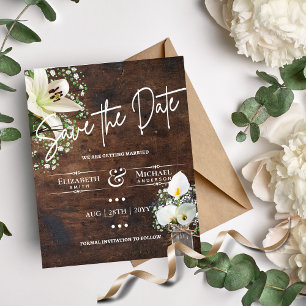 LeahG Save The Date Cala Lillies Rustic