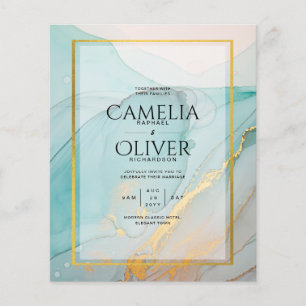 LeahG Sea Glass Teal Gold INK Wedding INVITE Flyer