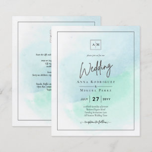 LeahG Sea Glass Turquoise Teal Blue Wedding INVITE