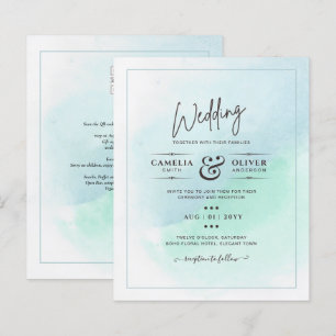 LeahG Sea Glass Turquoise Teal Blue Wedding INVITE