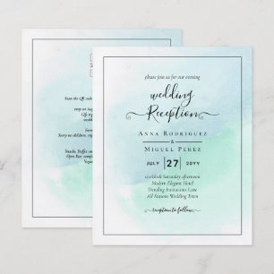 LeahG Sea Glass Turquoise Teal Blue Wedding INVITE