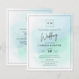 LeahG Sea Glass Turquoise Teal Blue Wedding INVITE