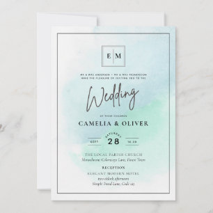 LeahG Sea Glass Turquoise Teal Blue Wedding INVITE