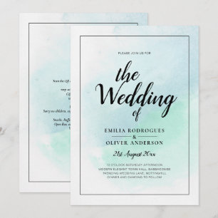 LeahG Sea Glass Turquoise Teal Blue Wedding INVITE