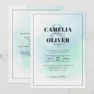LeahG Sea Glass Turquoise Teal Blue Wedding INVITE
