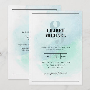 LeahG Sea Glass Turquoise Teal Blue Wedding INVITE