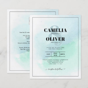 LeahG Sea Glass Turquoise Teal Blue Wedding INVITE