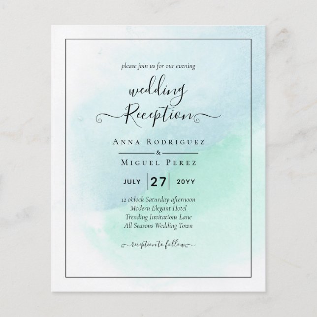 LeahG Sea Glass Turquoise Teal Blue Wedding INVITE Flyer (Front)