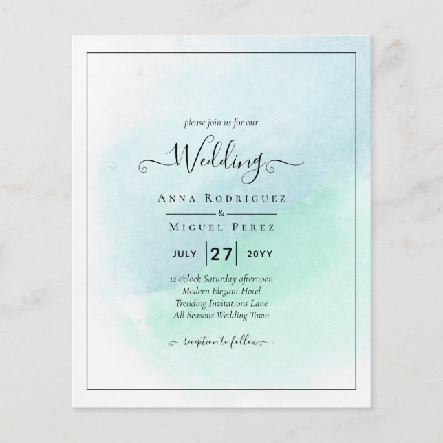 LeahG Sea Glass Turquoise Teal Blue Wedding INVITE Flyer (Front)