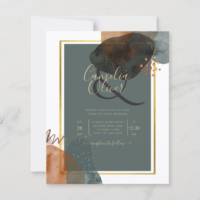 Leahg TEAL EARTH TONES WEDDING INVITE QR Code (Front)