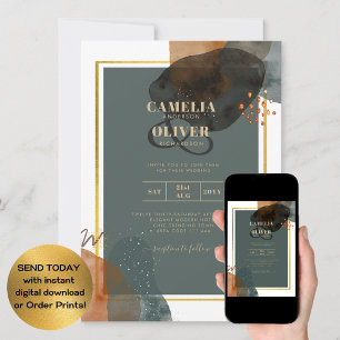 Leahg TEAL EARTH TONES WEDDING INVITE QR Code