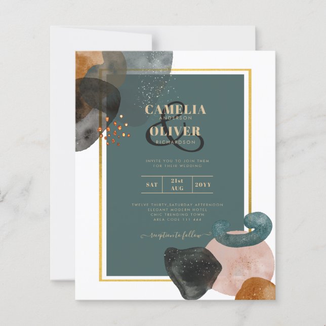 Leahg TEAL EARTH TONES WEDDING INVITE QR Code (Front)