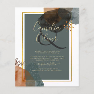 Leahg TEAL EARTH TONES WEDDING INVITE QR Code Flyer