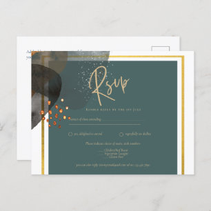 Leahg TEAL EARTH TONES WEDDING INVITE QR Code Postcard