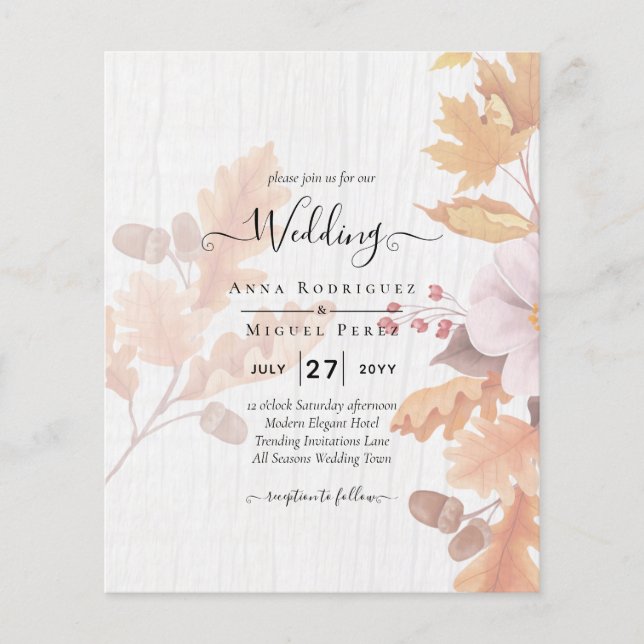 LeahG Terracotta Fall Leaves Wedding Invite (Front)