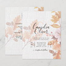 LeahG Terracotta Fall Leaves Wedding Invite