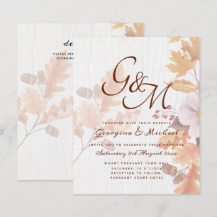 LeahG Terracotta Fall Leaves Wedding Invite