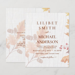 LeahG Terracotta Fall Leaves Wedding Invite
