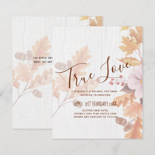 LeahG Terracotta Fall Leaves Wedding Invite
