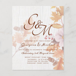 LeahG Terracotta Fall Leaves Wedding Invite Flyer