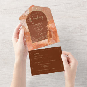 LeahG Terracotta Gold Autumn FALL Wedding Invite