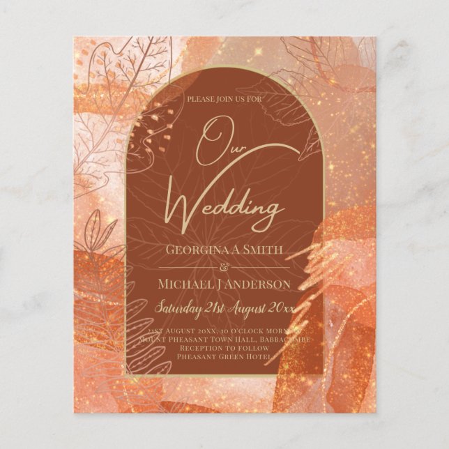 LeahG Terracotta Gold Autumn FALL Wedding Invite (Front)