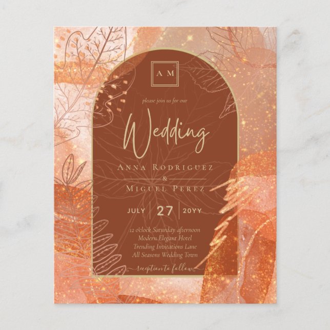 LeahG Terracotta Gold Autumn FALL Wedding Invite Flyer (Front)