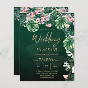 LeahG Tropical Green Pink Floral Leaf Wedding