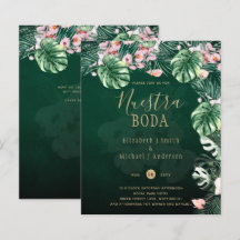 LeahG Tropical Green Pink Floral Leaf Wedding