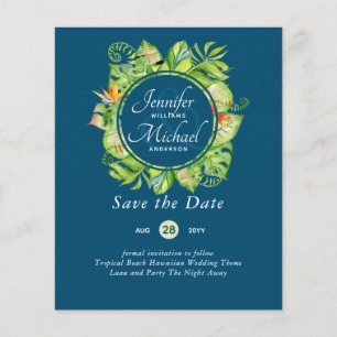 LeahG Tropical Leaves Beach Wedding Save the Date