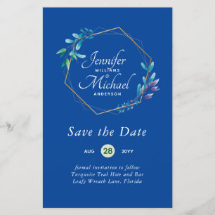 LeahG Watercolor Leaves Modern Save Date Wedding