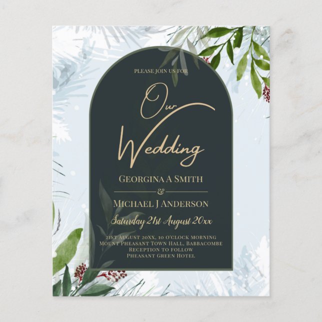 LeahG Winter Wedding Aqua Blue Green INVITE (Front)