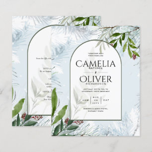 LeahG Winter Wedding Aqua Blue Green INVITE