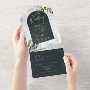 LeahG Winter Wedding Aqua Blue Green INVITE