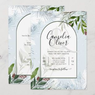 LeahG Winter Wedding Aqua Blue Green INVITE