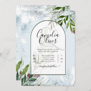 LeahG Winter Wedding Aqua Blue Green INVITE
