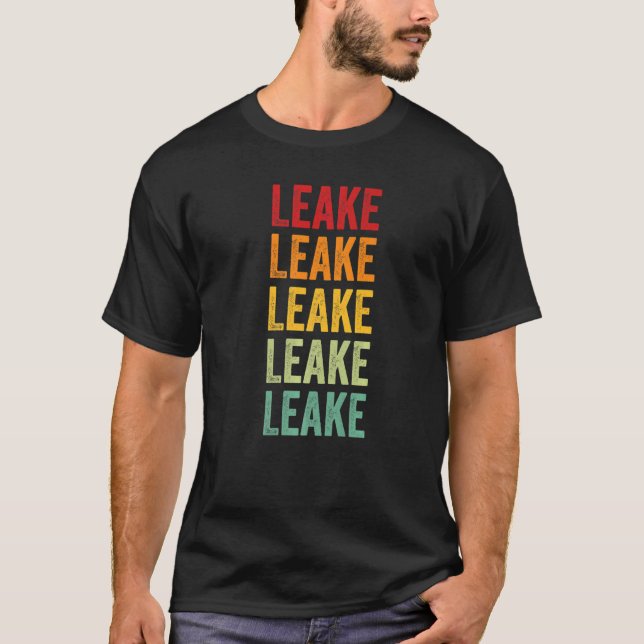 Leake County Mississippi Rainbow Text T-Shirt (Front)
