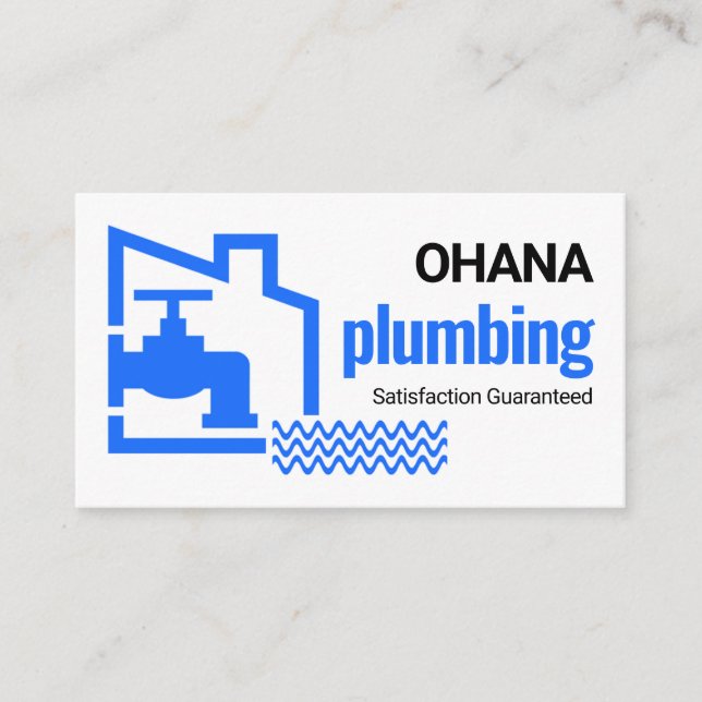 Leaking Blue Faucet Building Home Frame Business Card (Front)