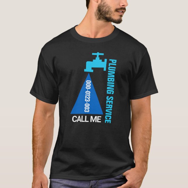 Leaking Blue Faucet Plumbing Service T-Shirt (Front)