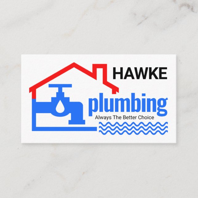 Leaking Blue Faucet Under Home Business Card (Front)