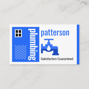 Leaking Faucet Blue Home Building Plumber Business Card