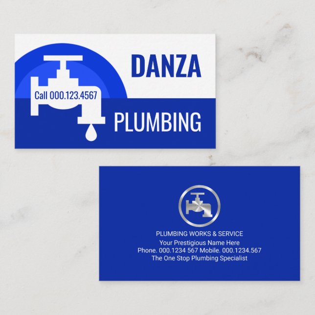 Leaking Faucet Blue Water Waves Business Card (Front/Back)