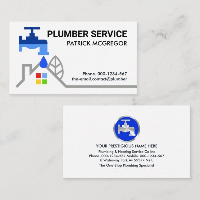 Leaking Faucet On Home Plumbing Business Card (Front/Back)