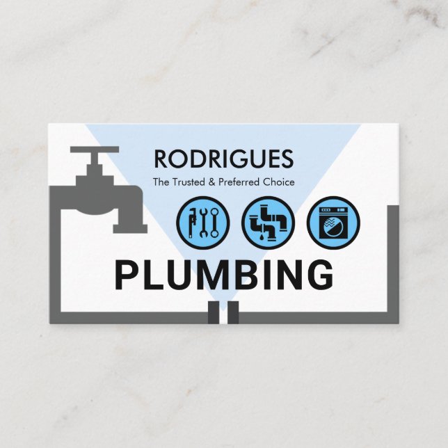 Leaking Faucet Pipeline Plumbing Works Business Card (Front)